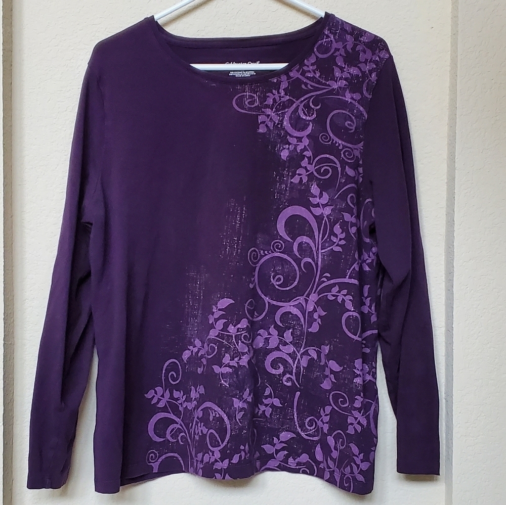Coldwater Creek L/S Tee with Metallic Like Streaks thru out. Size 1x